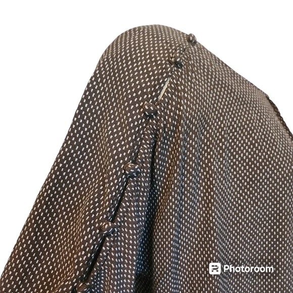 MAEVE ANTHROPOLOGIE 3/4 SLEEVE BRAXTON BROWN POLKA DOT BLOUSE SIZE MEDIUM - Picture 4 of 10